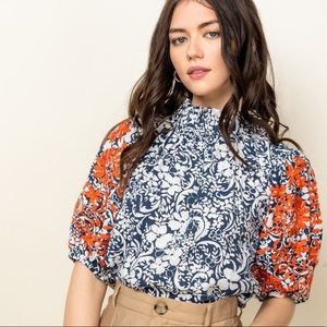NWT Anthropologie THML Puff Sleeve Embroidered Top